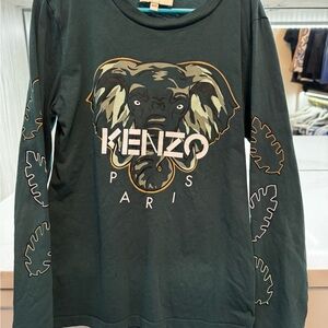 Kenzo Kids Green Elephant Graphic Long Sleeve Shirt Size 8